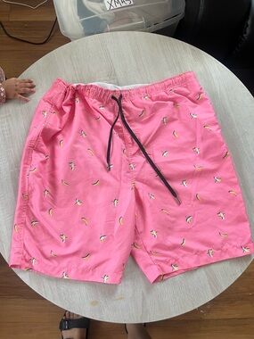Men's Pink Banana-Print summer beachy vacations XXL Swim Shorts